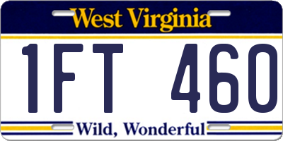 WV license plate 1FT460