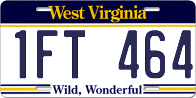 WV license plate 1FT464