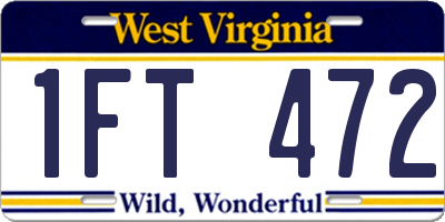 WV license plate 1FT472