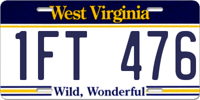 WV license plate 1FT476