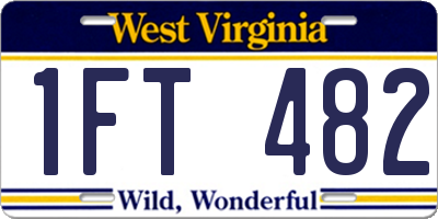 WV license plate 1FT482