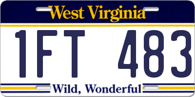 WV license plate 1FT483