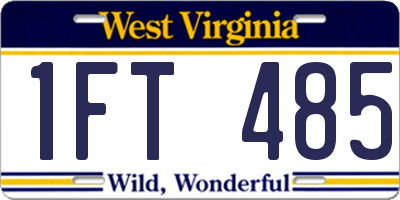 WV license plate 1FT485