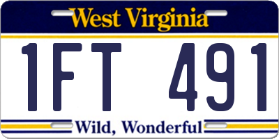 WV license plate 1FT491