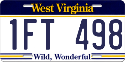 WV license plate 1FT498