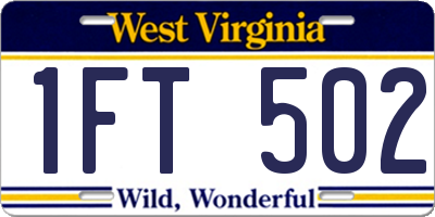 WV license plate 1FT502