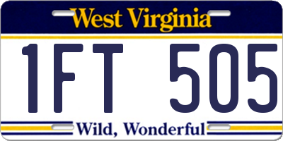 WV license plate 1FT505
