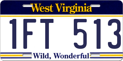 WV license plate 1FT513