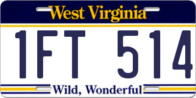 WV license plate 1FT514