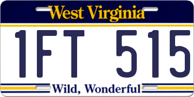 WV license plate 1FT515