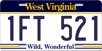 WV license plate 1FT521