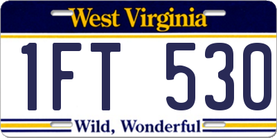 WV license plate 1FT530