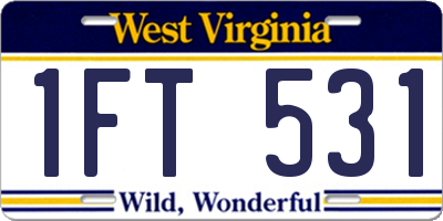 WV license plate 1FT531