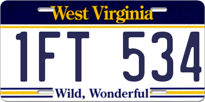 WV license plate 1FT534