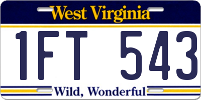 WV license plate 1FT543