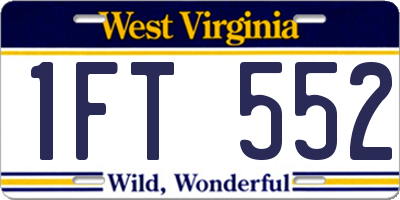 WV license plate 1FT552
