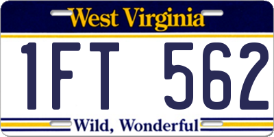 WV license plate 1FT562