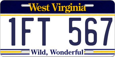WV license plate 1FT567