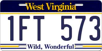 WV license plate 1FT573