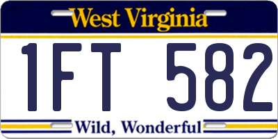 WV license plate 1FT582