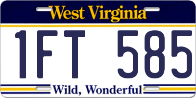 WV license plate 1FT585
