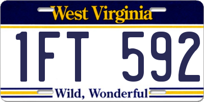 WV license plate 1FT592