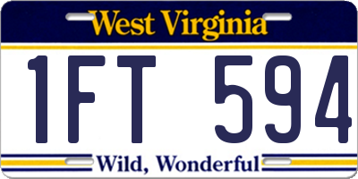 WV license plate 1FT594