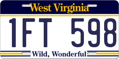 WV license plate 1FT598