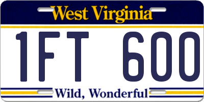 WV license plate 1FT600