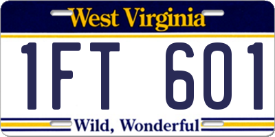 WV license plate 1FT601