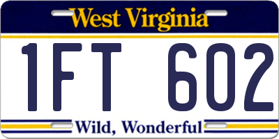 WV license plate 1FT602