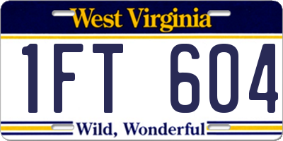 WV license plate 1FT604