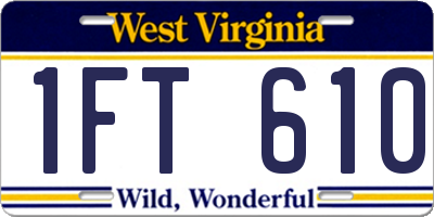 WV license plate 1FT610