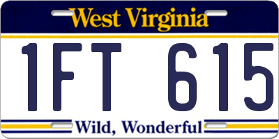 WV license plate 1FT615