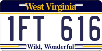 WV license plate 1FT616