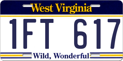 WV license plate 1FT617