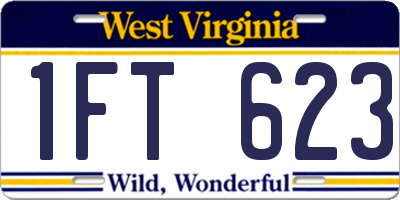 WV license plate 1FT623