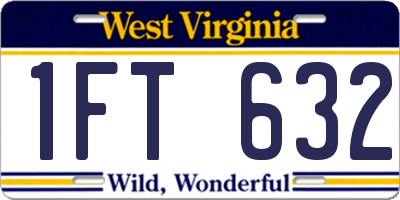 WV license plate 1FT632