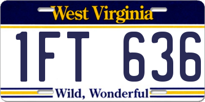 WV license plate 1FT636