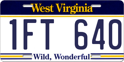 WV license plate 1FT640