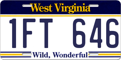 WV license plate 1FT646