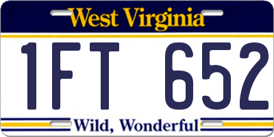 WV license plate 1FT652