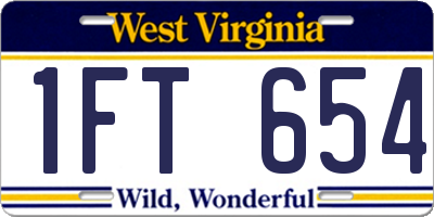 WV license plate 1FT654