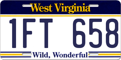 WV license plate 1FT658