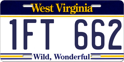 WV license plate 1FT662