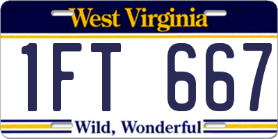 WV license plate 1FT667