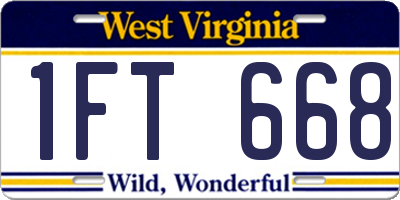 WV license plate 1FT668
