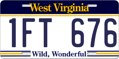 WV license plate 1FT676