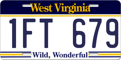 WV license plate 1FT679