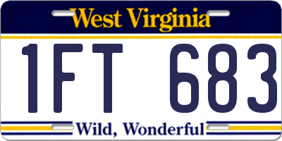 WV license plate 1FT683